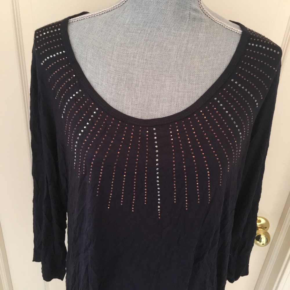 Blue Embellished Ellen Tracy Top 3X